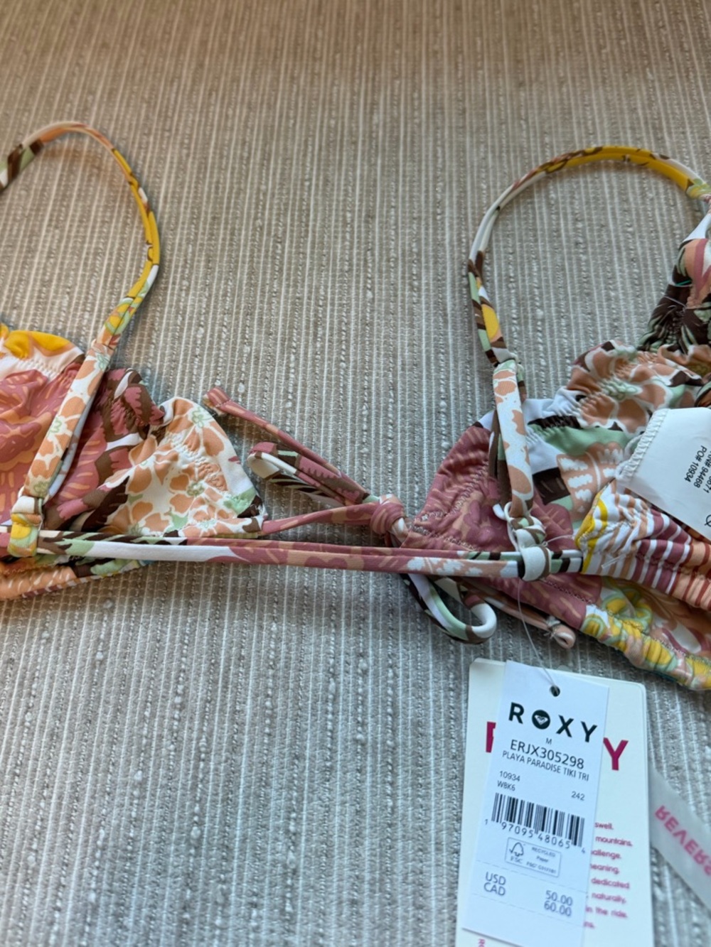 NWT Roxy Reversible Playa Paradise Triangle Bikini Set - Picture 13 of 16